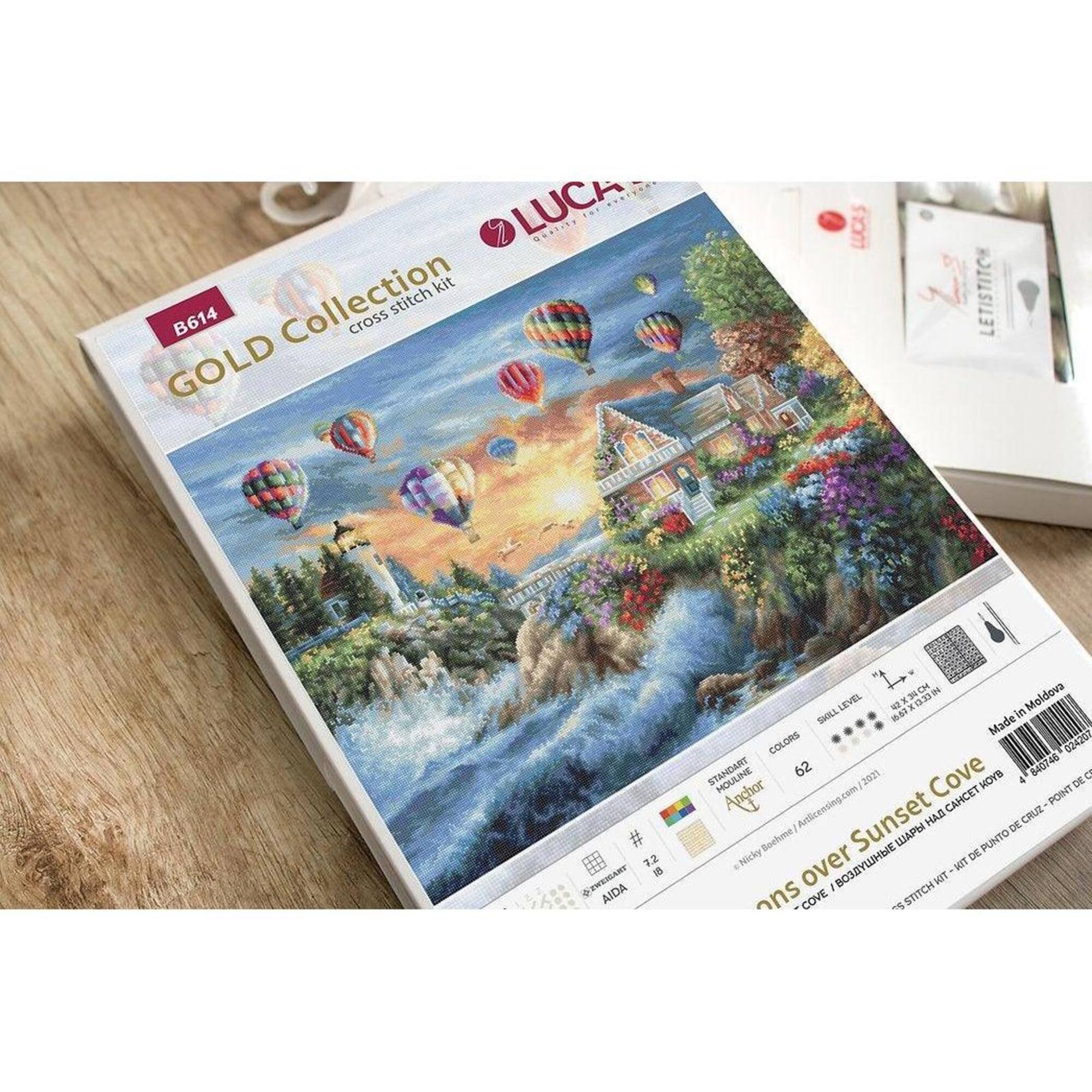 Luca-s Balloons Over Sunset Cove Counted Cross Stitch Kit